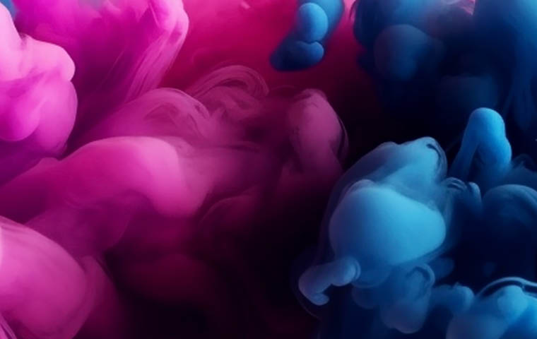 Paint Ink drop in water, Motion color explosion smoke, Blue pink color fluid splash vapor cloud on glitter dust texture black abstract art background; Shutterstock ID 2313909587; purchase_order: -; job: -; client: -; other: -